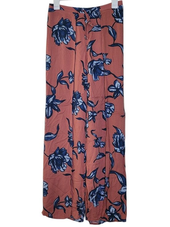 Olivaceous Pants - Olivaceous Raven Boho Floral Wide Leg Pants Drawstring Small Coastal Resort